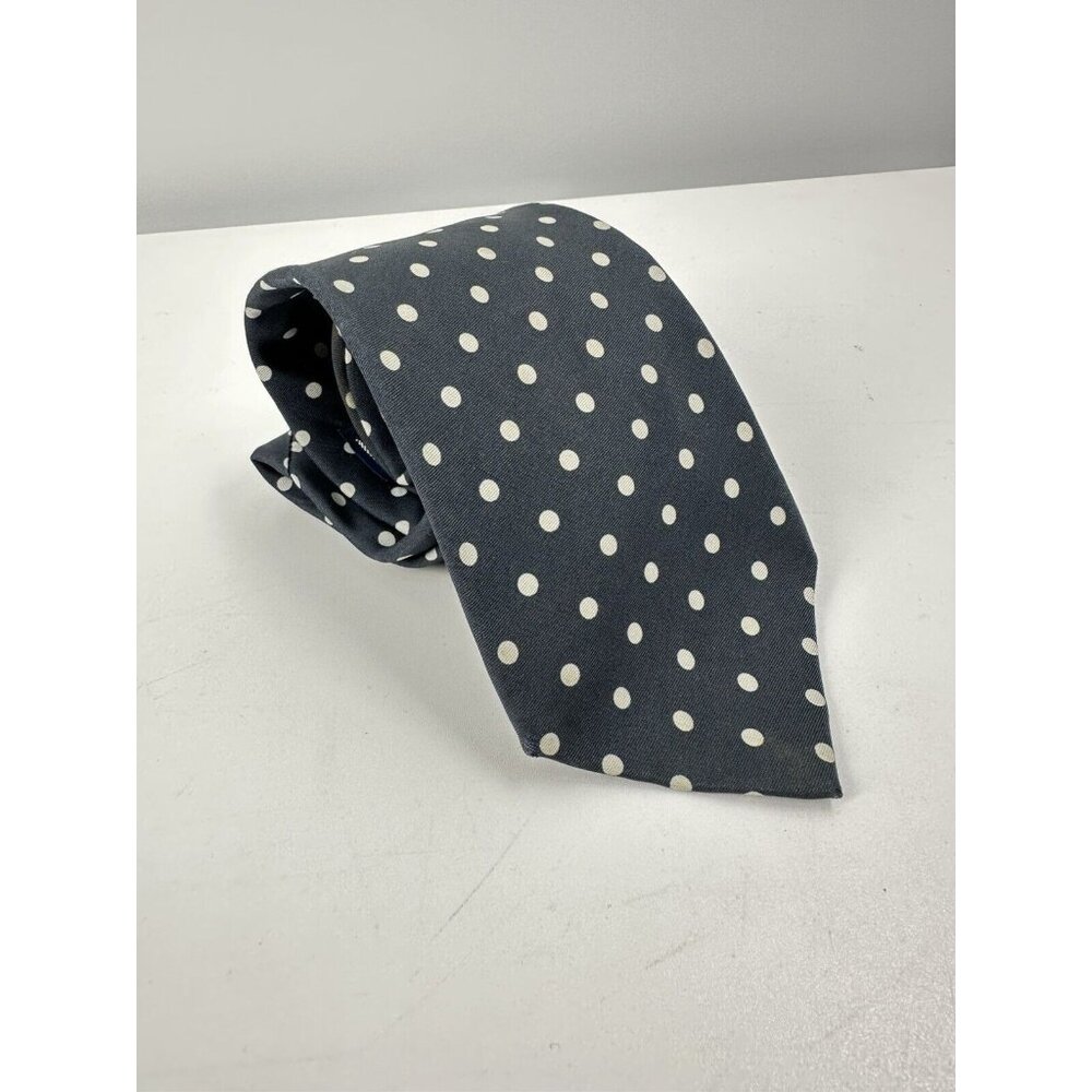 Burberry Vintage Navy polka Silk Tie 100% (B-6)